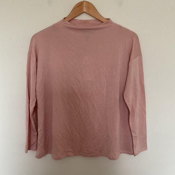 NWT Eileen Fisher Stretch Terry Funnel Neck Box-Top Sz XXS Blush Boxy Fit $158 - Picture 1 of 9